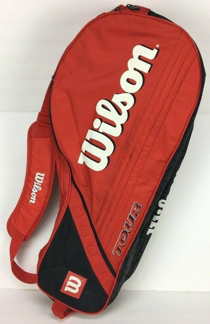 Wilson Tour Padded Red Six Pack Tennis Bag Two Racket Compartments Ball Shoe Zip