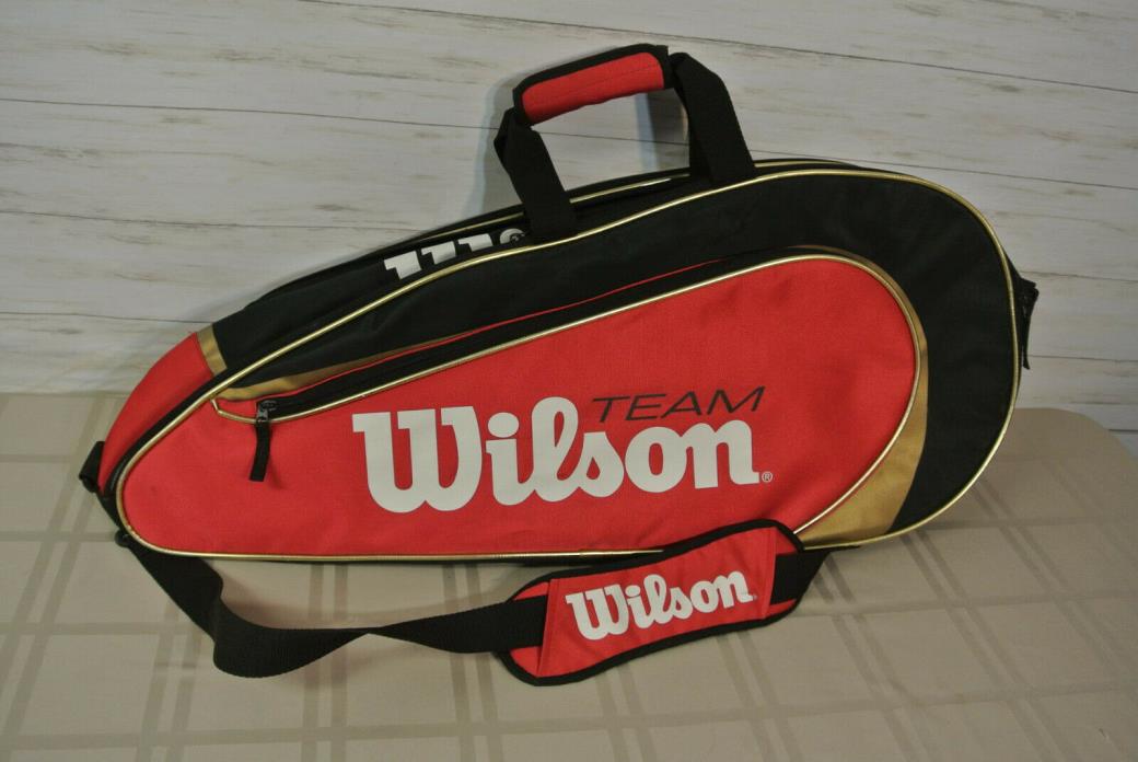 Team Wilson BLX Multi Tennis Racquet Bag Black Red Gold White Case EXPANDABLE