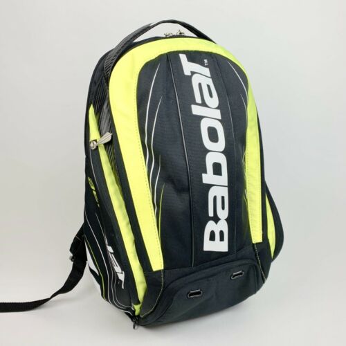 Babolat Aero Tennis Backpack Bag Racket Shoes Ball Travel Black Yellow