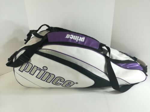Vtg Prince Pro Tennis Racquet Case Bag White/Purple Luxury Embroider Logo Clean