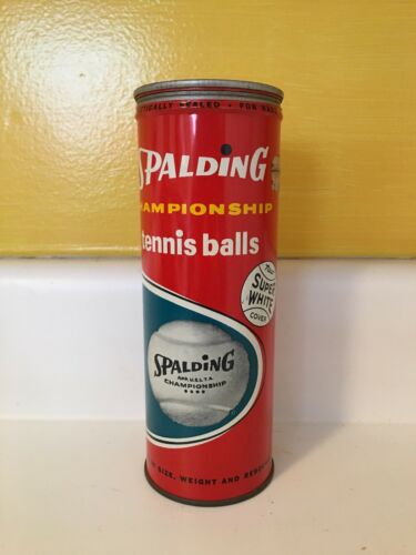 Vintage Can SPALDING Dura Felt  Covered Championship Tennis Balls 2 Ball Inside