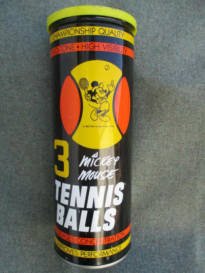 VINTAGE 1982 METAL TIN STEEL CAN MICKEY MOUSE TENNIS BALLS SEALED UNOPENED