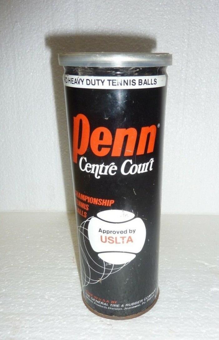 Vintage Penn Centre Court ball can with 2 balls used