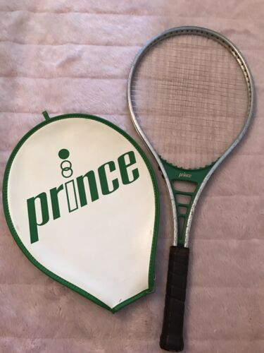 Prince Tennis Racket Green With Cover 4 1/4 Green and White Tennis