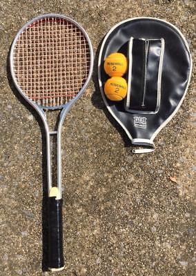 Vtg 1960 Best Ever Quality Aluminum Tennis Racquet w/ Cover & Ken Rosewall Balls