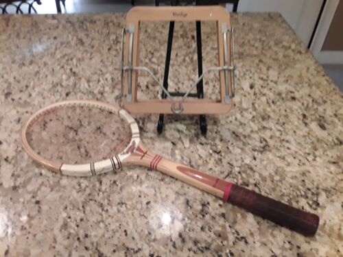 Vintage Dunlop Maxply Wooden Tennis Racket with Original Press- Made in England