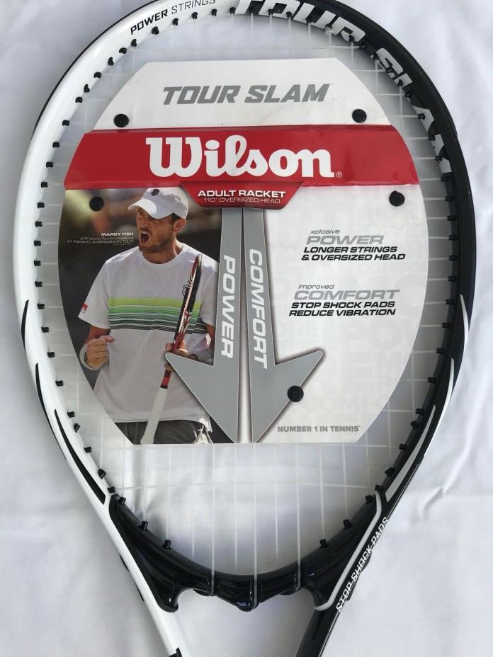 Wilson US Tour Slam shock pads, power strings, Tennis Racket  4 1/2