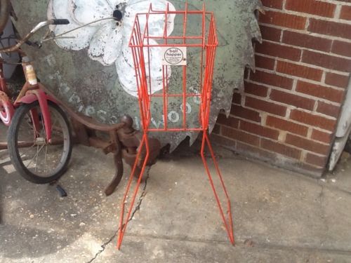 Vintage Orange Tennis Ball Hopper Training Pick Up Metal Basket Ball Carrier EUC