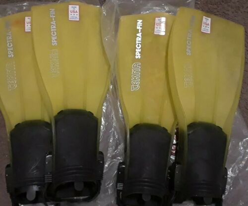 Pair Of 2 Tekna Spectra Fins Scuba Diving Flippers Yellow Large