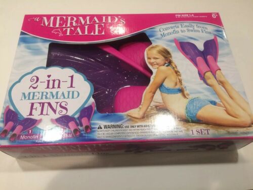 A Mermaid's Tale by Aqua Splash 2-in-1 Mermaid Fins Fits Size 1-4 Mermaid NEW!