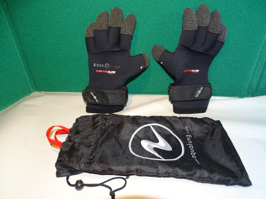 Aqua Lung 3mm Thermocline Made with Kevlar Gloves Size Medium w Mesh Storage Bag