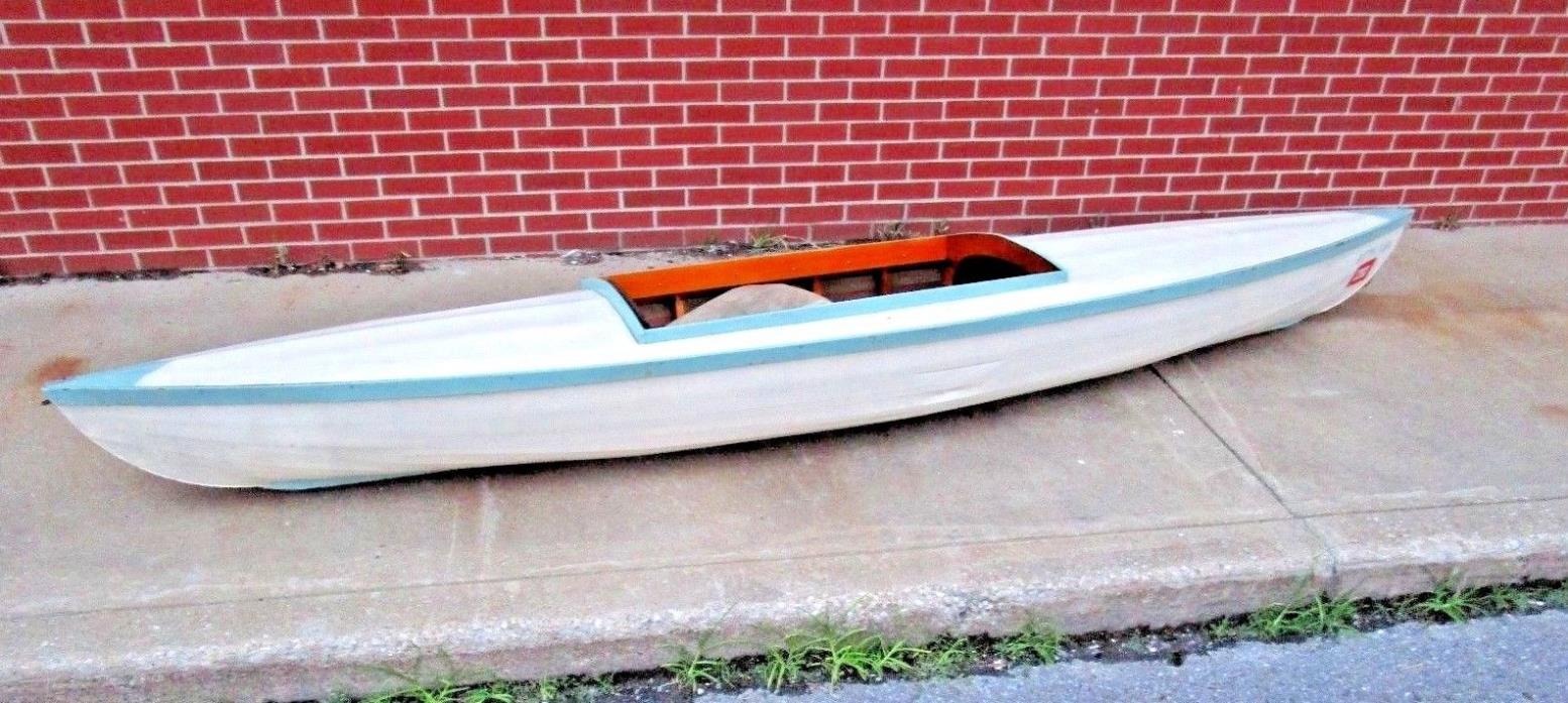 VINTAGE WW2 ERA ANTIQUE KAYAK CANOE CANVAS OVER WOOD 11' LONG