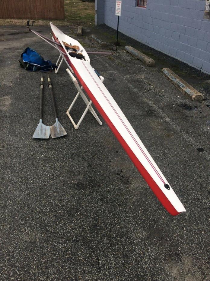 26' Single Scull Rowing Boat Sculling Racing Oars Cover Stand Row Olympus Repair