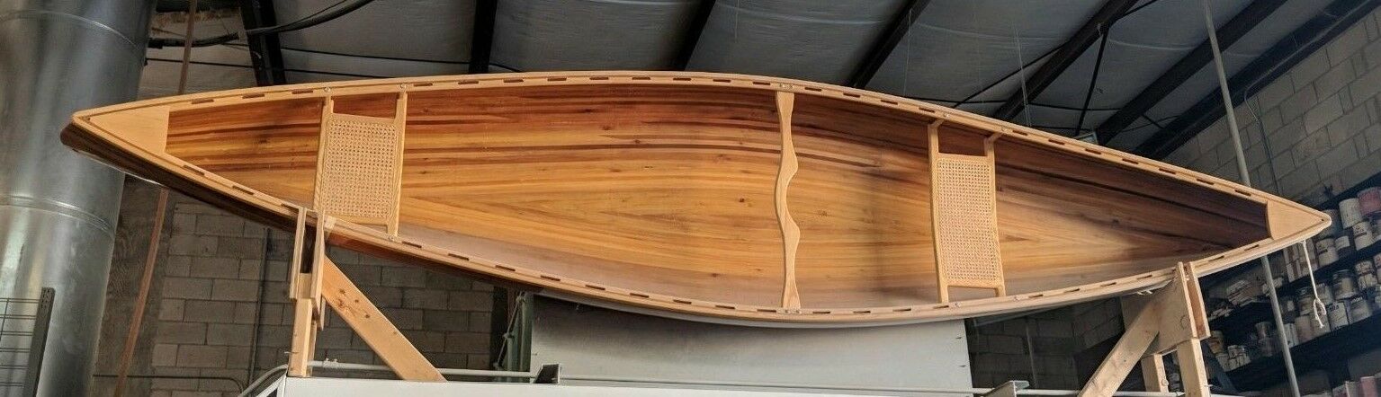 HANDMADE Wooden Cedar 14' Strip CANOE BOAT / 2 Cane seats / 1 rib NEVER USED