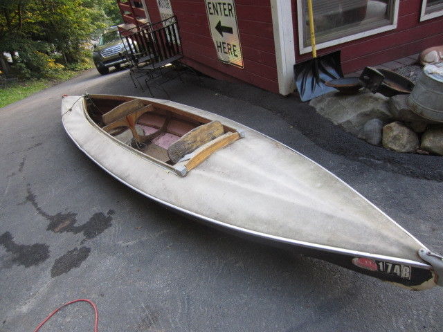 17 foot vintage 2 person canvas kayak boat canoe nice shape floats