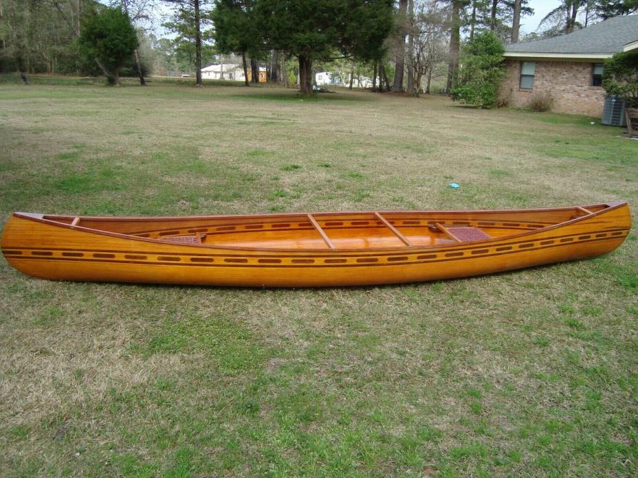 Pine and Cherry Canoe  hand built Wooden Boat 15' 7