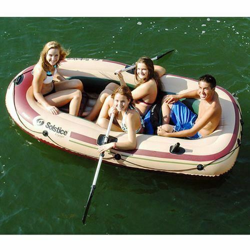 Solstice Voyager 400 Inflatable 4 Person Fishing Leisure Boat Raft/Option Motor