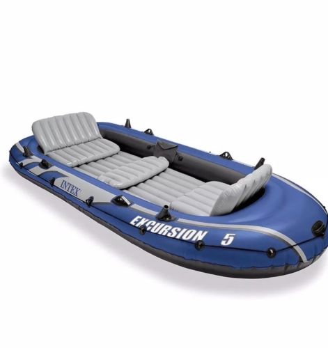 Intex Excursion 5 Person Inflatable Boat Set w/ 2 Oars, Air Pump & Bag (3 Pack)