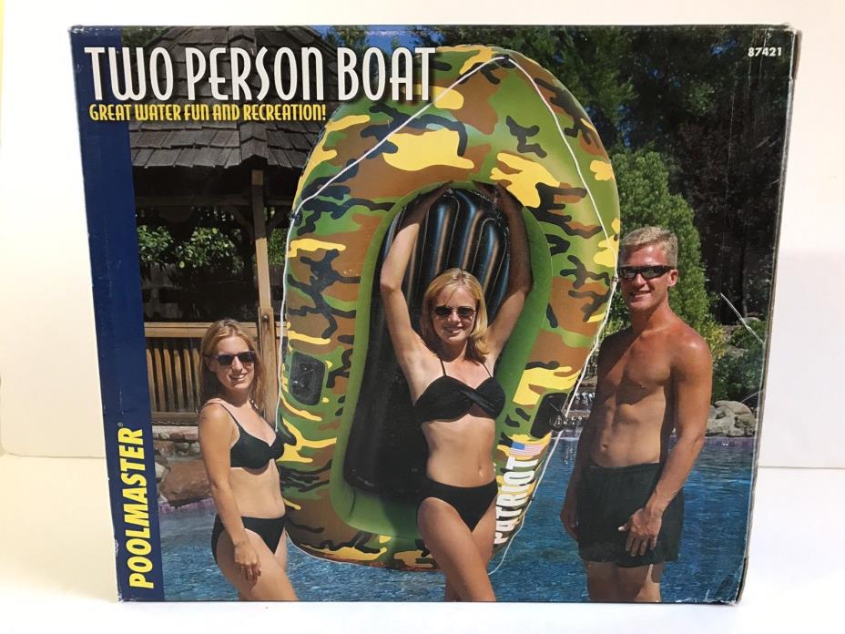 Poolmaster Inflatable Two Person Boat Patriot USA Camo Army Design NIB NOS