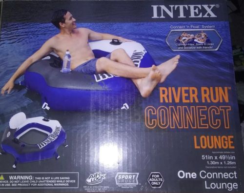 (2) Intex River Run Connect Lounge Inflatable Floating Water Tubes (58854EP)