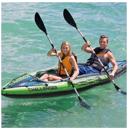 Inflatable Kayak Two Person Kit Oars Pump River Lake Camping Canoe Water Outdoor