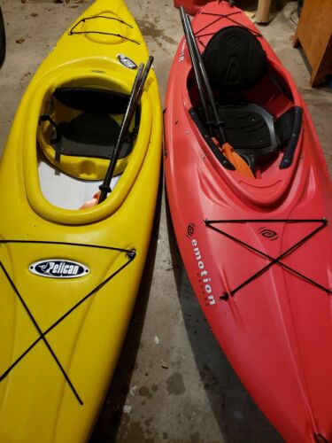 Two GREAT Kayaks and Adjustable Oars! 10 ft Pelican/8 ft Emotion - Used 3 times