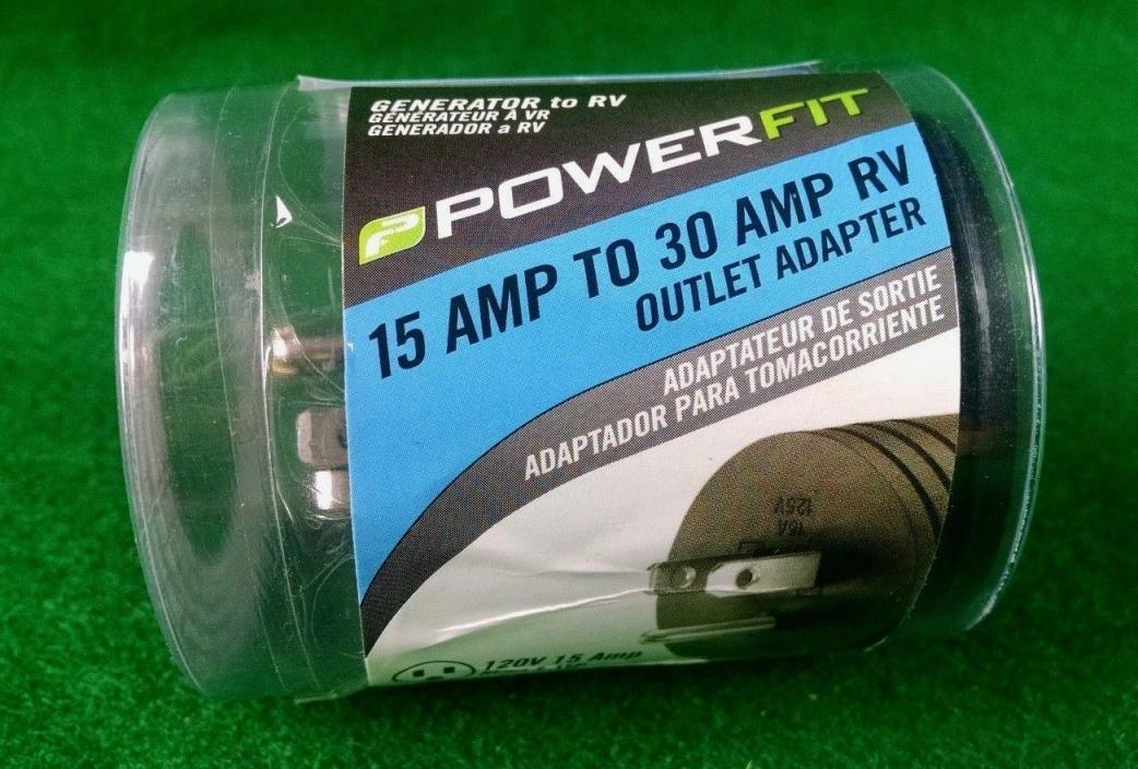 POWERFIT 15 AMP TO 30 AMP RV OUTLET ADAPTER /  ( NEW )