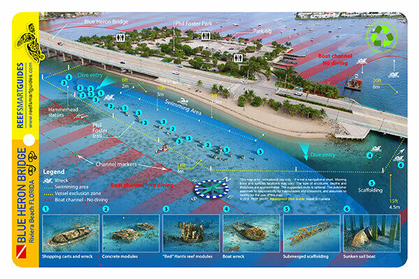 Blue Heron Bridge Palm Beach County Florida Reef Smart Waterproof Dive Card
