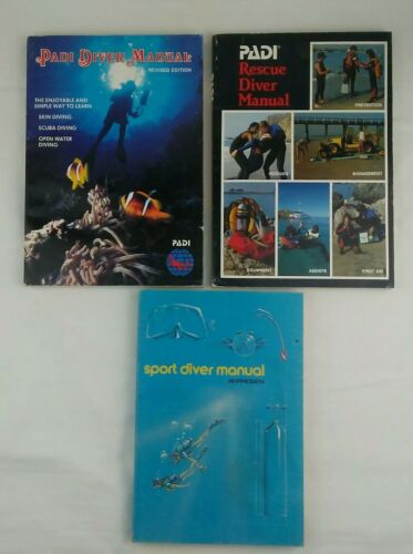 PADI Diving Manuals Lot of 3 - Diver, Rescue, Jeppesen Sport First Aid Equipment
