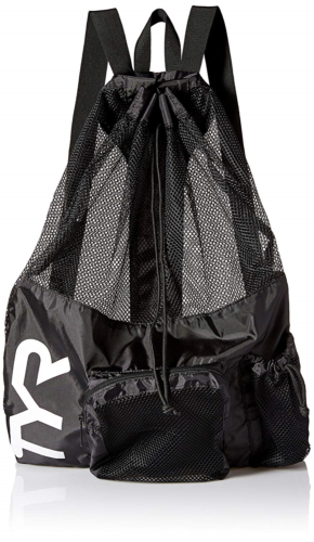 TYR Big Mesh Mummy Backpack-Black-Mesh Swimming Bag-Draw String-New