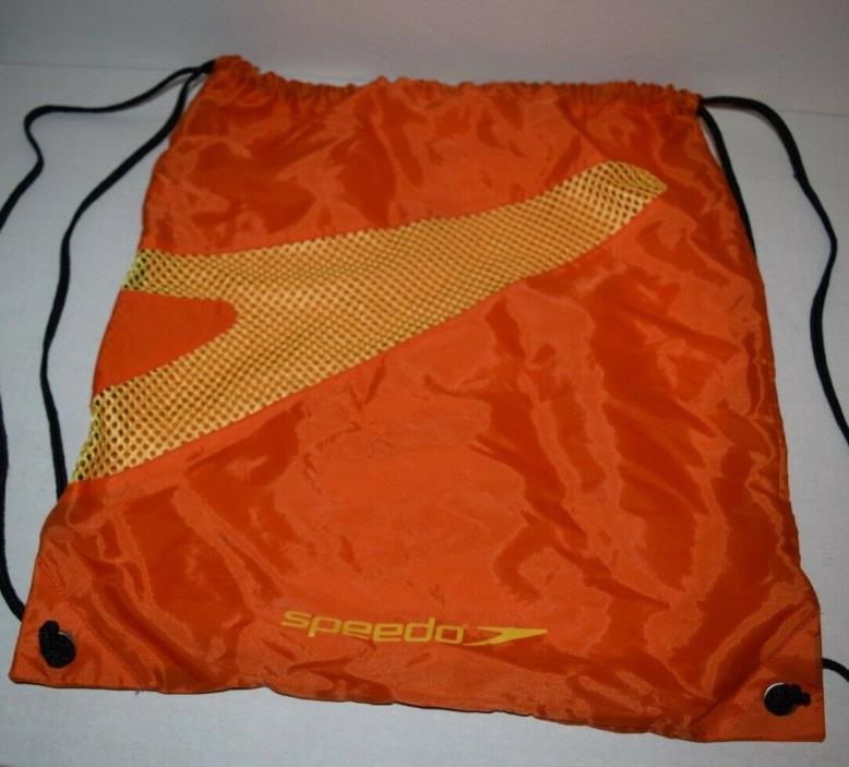 Speedo Team Yellow Orange Swimming Part Mesh Equipment Bag Drawstring Closure