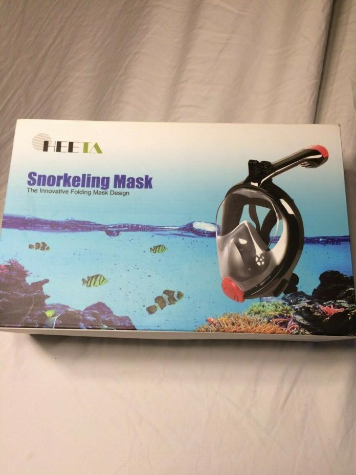 Black Heeta Snorkeling Mask Folding Design 180 degree viewing W/ Go-Pro Adapter