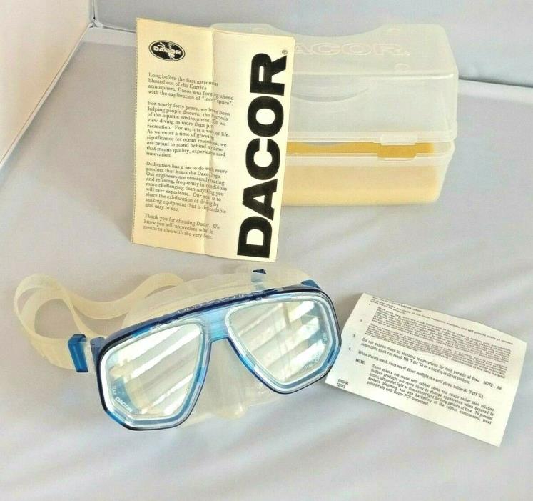 Dacor Tempered Lens Scuba Diving Goggles Mask with case