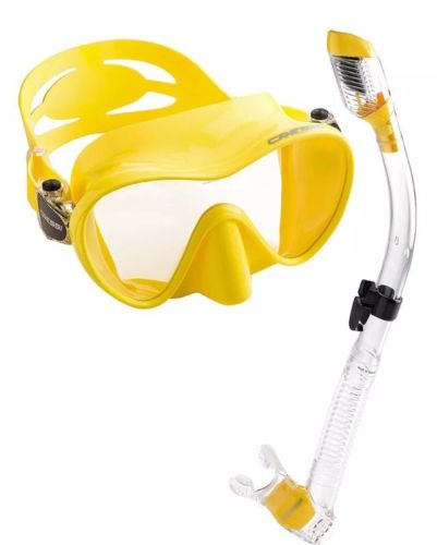 Cressi Scuba Diving Snorkeling Freediving Mask Snorkel Set, Yellow