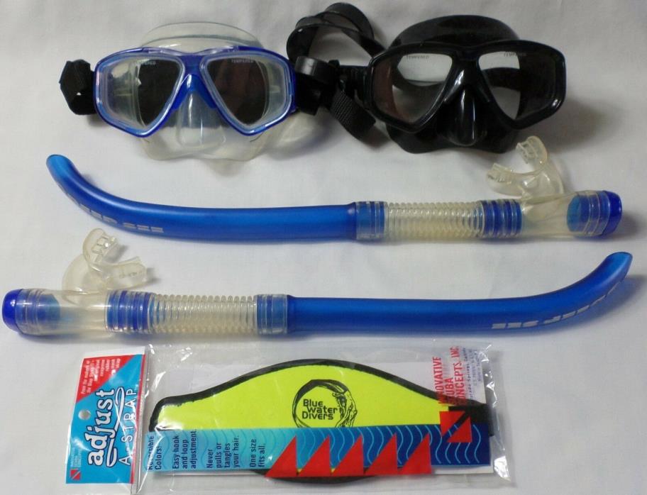 4Pcs DEEP SEE 2 Silicone Diving Masks & 2 Snorkels Gently Used Great Cond
