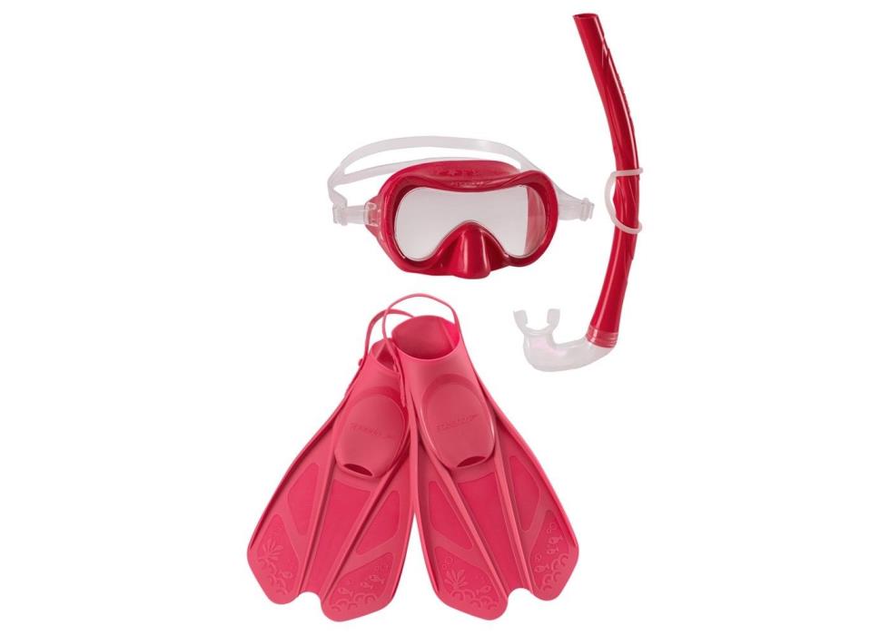 Speedo Kids Snorkel Mask Fins Set Pink Sea Seeker Ages 3-8 L/XL Shoe Size 2-4