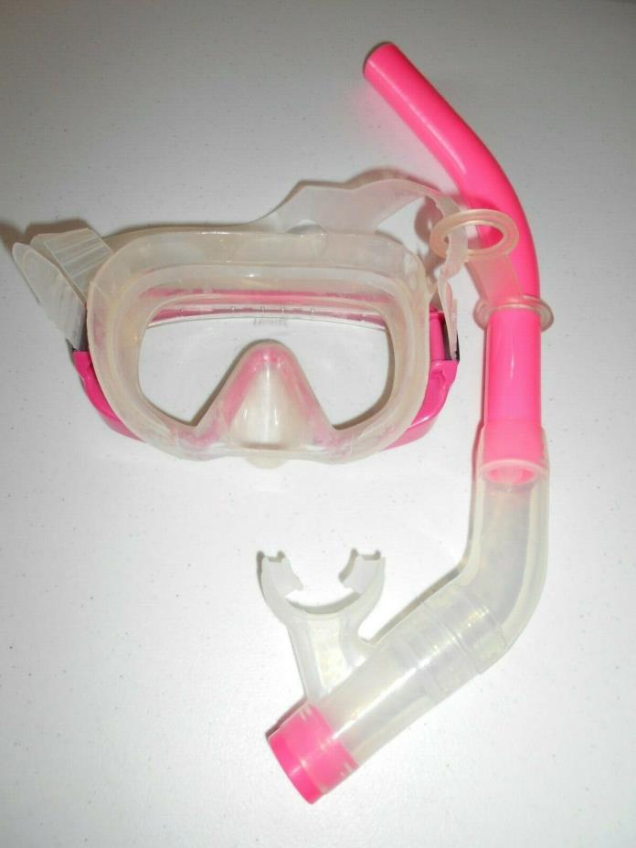 Mares Pink Dive Mask, Tempra, w/Pink Dry Snorkel Scuba Freediving. Silicone.