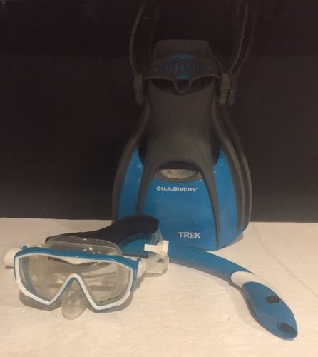 US Divers Trek Snorkeling Set Size Small 4-7 Turquoise & Gray