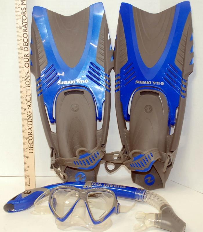US Divers Snorkel Set, used once, fins are size M US Men 7-10, US Women  8-11