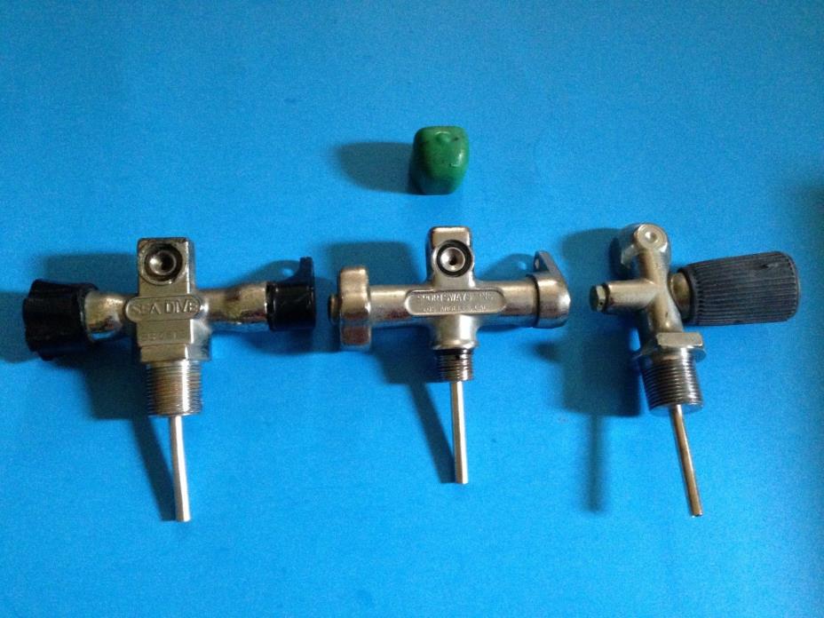 Lot of 3 Scuba Tank Valves 2 J Valves and 1 Standard