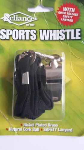 Reliance Sports Whistle with Quick Release Safety Lanyard and Neck Strap.