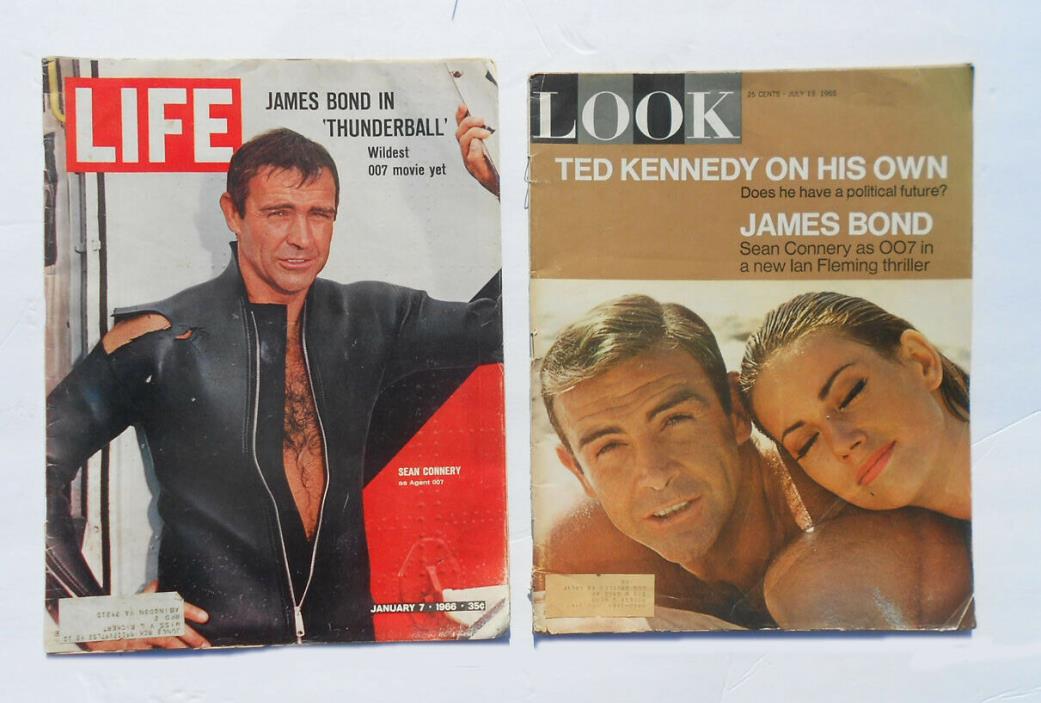 2 James Bond in THUNDERBALL Vintage Magazine Cover Stories- LIFE & LOOK
