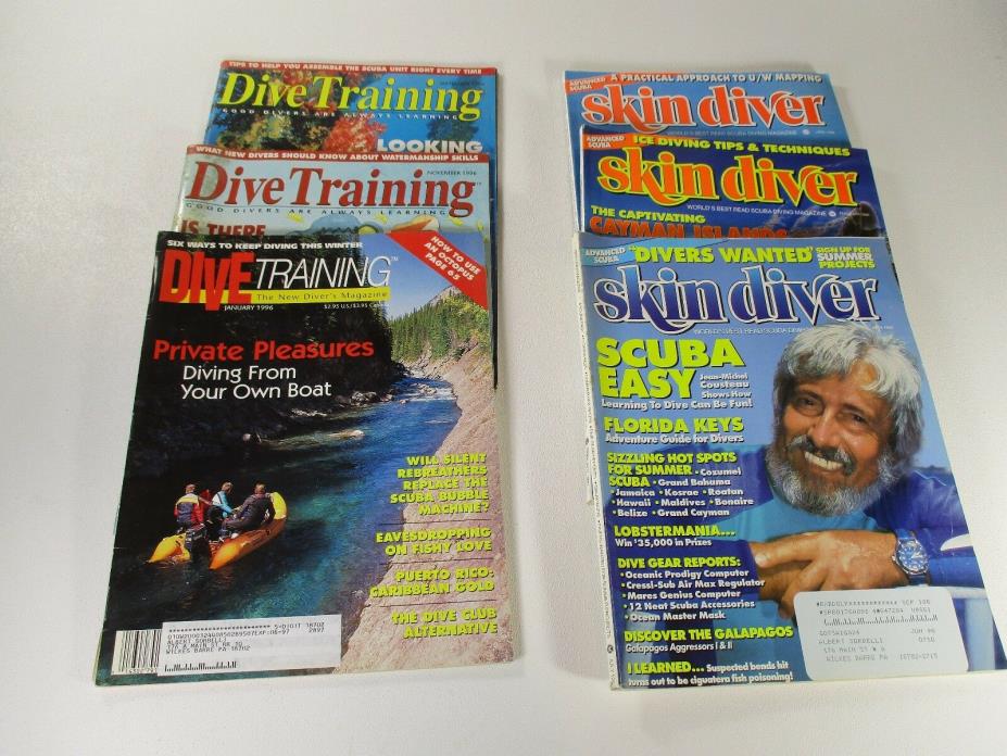Skin diver and Diver training magazines-scuba diving-treasure diving