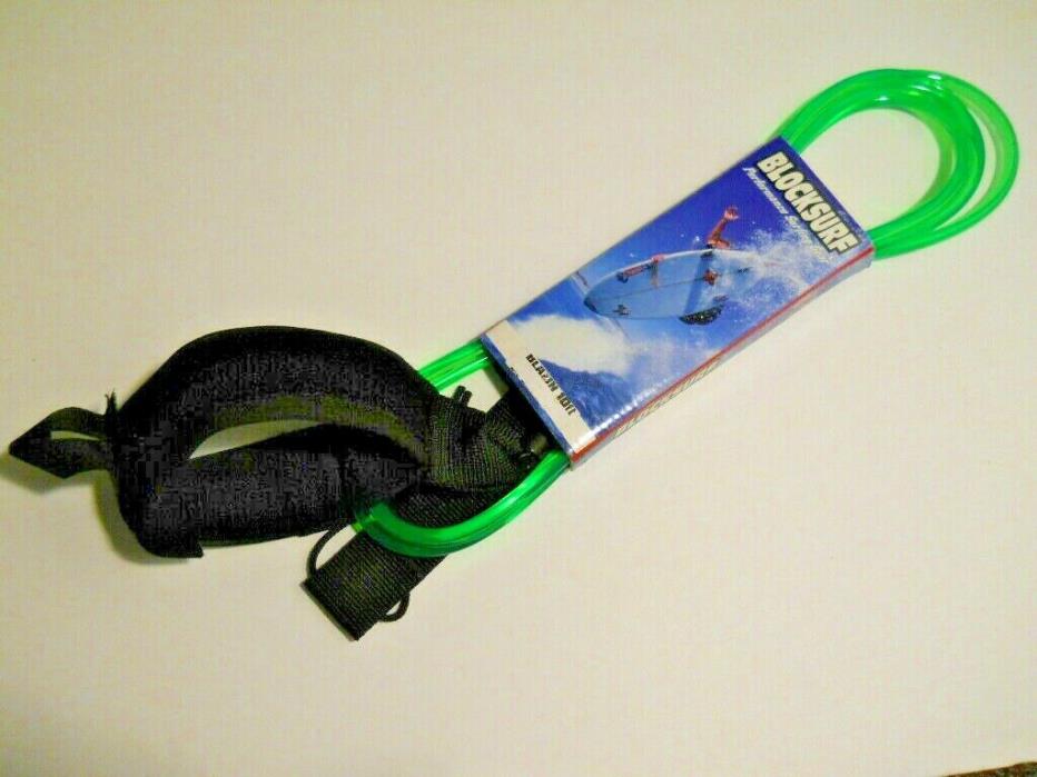 10 ft.Surfboard leash GORGEOUS GREEN by BLOCKSURF Gorge performance Made U.S.A