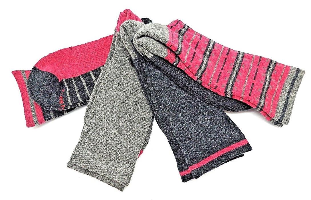 Free Country Women's Wool Blend Crew Socks Twisted Stripe 4 Pack