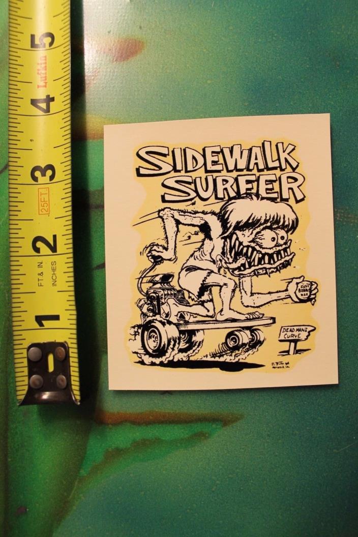 Ed Roth Sidewalk Surfer Skateboarding Rat Fink 60's Water-Slide Transfer DECAL