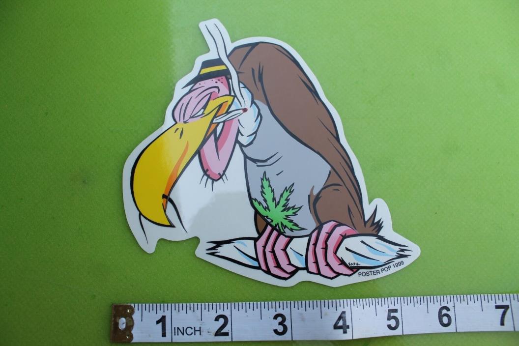 Cartoon Weed Joint Buzzard Bird KOZIC Pop Art Racing Skate Surfing Decal STICKER