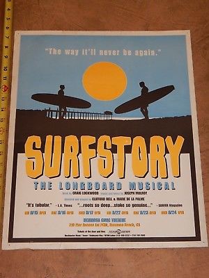VINTAGE, ORIGINAL SURF STORY THE LONGBOARD MUSICAL POSTER, CRAIG LOCKWOOD