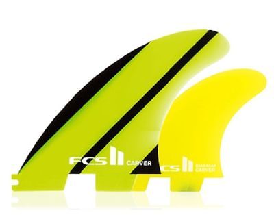 NEW FCS II Carver Neo Glass Thruster Tri-Quad 5 Fin Set - Large - Black / Yellow