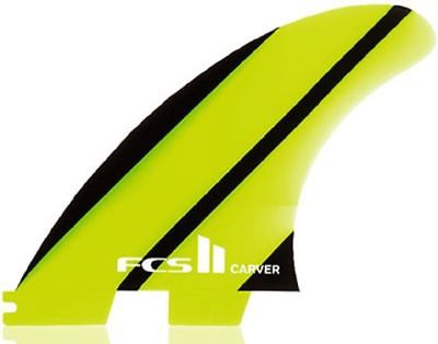 NEW FCS II Carver Neo Glass Thruster Tri 3 Fin Set - Medium M - Black / Yellow